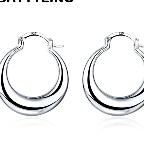 S925 Sterling Silver 30MM Round Hoop Earrings - Picture 5 of 6